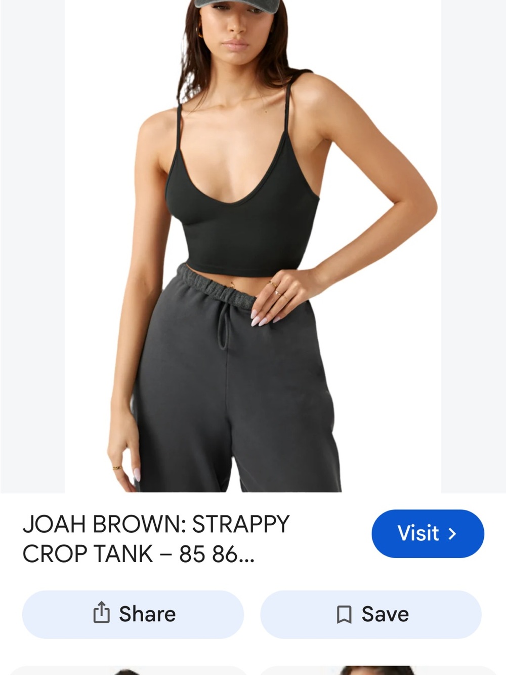 Joah Brown Black Strappy Scoop Crop Tank